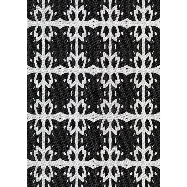 East Urban Home Patterned Black/Off White Area Rug Wayfair